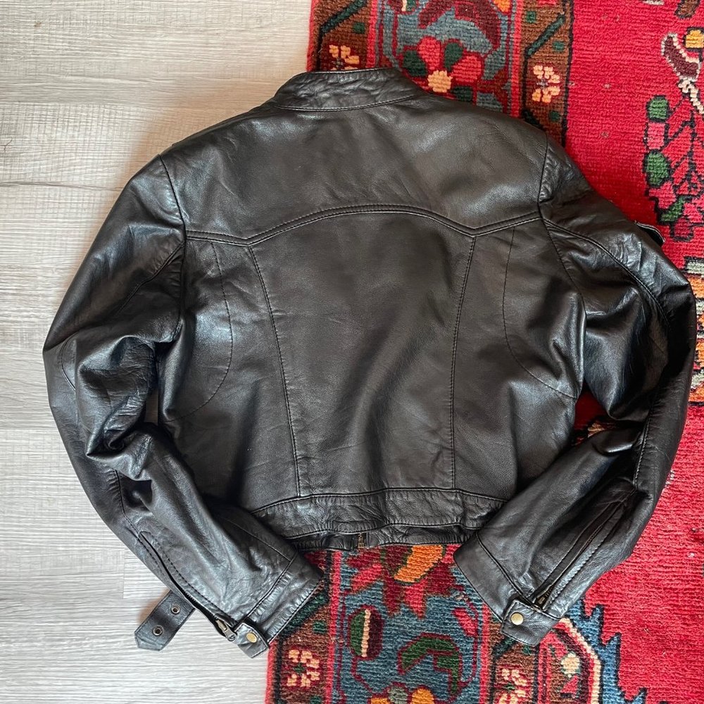 RESERVED - GENUINE LEATHER MOTO JACKET OASIS CROPPED - Picture 7 of 9